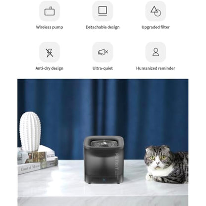 PETKIT Cat Water Fountain, EVERSWEET SOLO SE, 1.85L Ultra Quiet Cat Drinking Fountain, Activated Carbon Filter, Upgraded Pump with Dry-Run Protection, Smart LED Light, Separate Base, Easy to Use