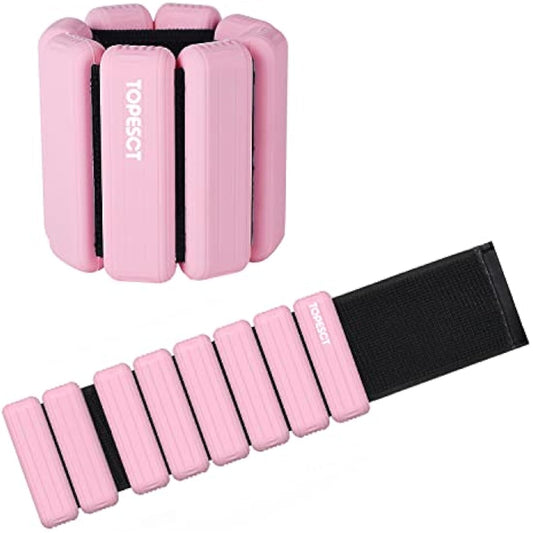 TOPESCT Adjustable Wrist Weights - Set of 2 (1lb Each) | Wearable Wrist & Ankle Weights Bracelet for Yoga, Dance, Barre, Pilates, Cardio, Aerobics, Walking
