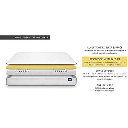 Silentnight 3 Zone Memory Foam Rolled Mattress Made in the UK Medium Single, White