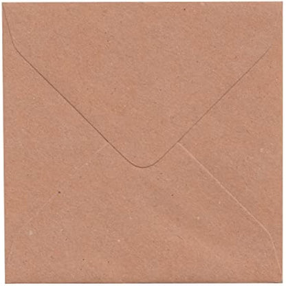 Craft UK 2050 5 x 5 inch Kraft Card and Envelope pack of 50 - Brown