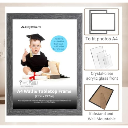 A4 Photo Frame, Dark Grey, Pack of 3, Picture Frame, Certificate, Art Print Poster, 21cm x 29.7cm, Grey Frames, A4 Photo Collage Gallery Display