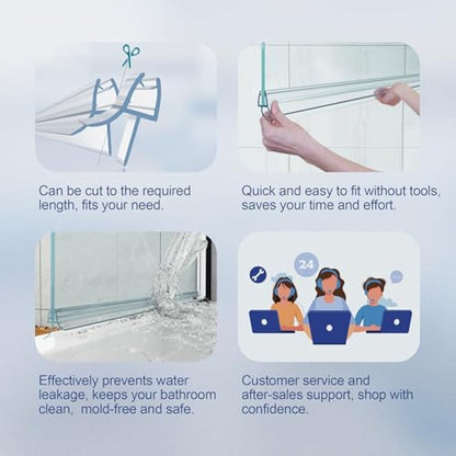 HNNHOME Clear Bath Shower Screen Door Seal Strip for 4-6mm Glass Up to 18mm Gap (Straight)