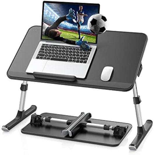 Lap Desk, SAIJI Bed Table, Thick Stable Feet, Height and Angle Adjustable, Enough Mouse Space, up to 17'' Laptop, for Homeoffice, Breakfast, Study (Black, 52 * 30cm)