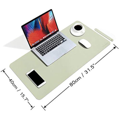 DOBAOJIA Extended Mouse Pad Mat XL Desk Pad Large 31.5" X 15.7" Desk Blotter Writing Pad for Laptop/Office/Home, Dual-Side Use PU Leather Waterproof +Suede Non-Slip 80 x 40cm (Light Green)