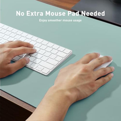 Aothia Leather Pad, Mouse Mat, Office Desk Mat, Non-Slip PU Leather Desk, Laptop Desk Pad, Waterproof Desk Writing Pad for Office and Home (91 cm x 43 cm, Light Blue)