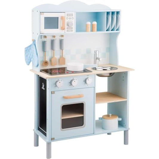 New Classic Toys Modern Kitchenette Electric Cooking, Blue/Natural