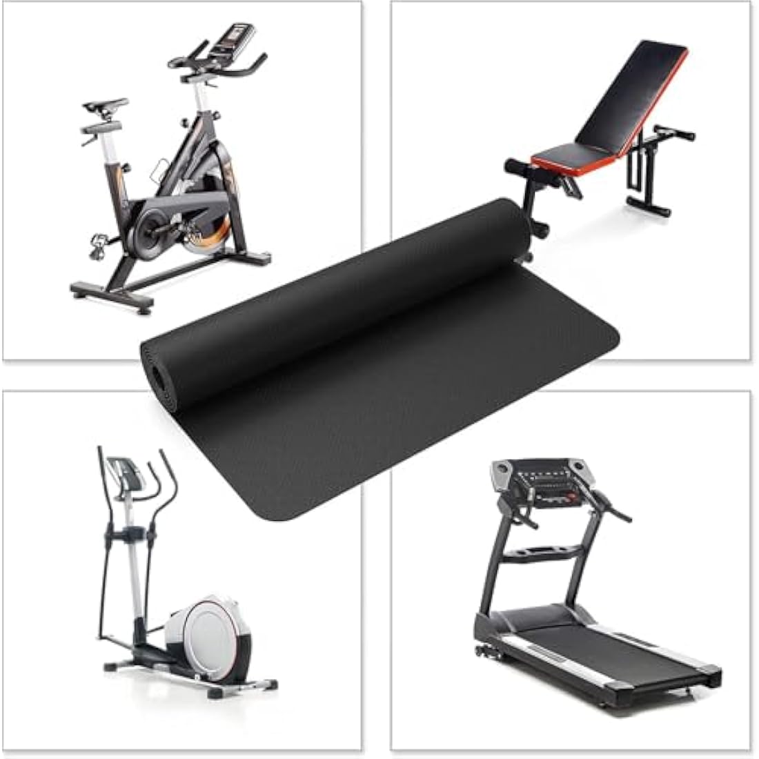 Treadmill Mat, Exercise Equipment Mat Heavy-Duty Protective Floor Mat for Under Stationary Bike, Spin Bike, Fitness Equipment, 180cm x 75cm, Black