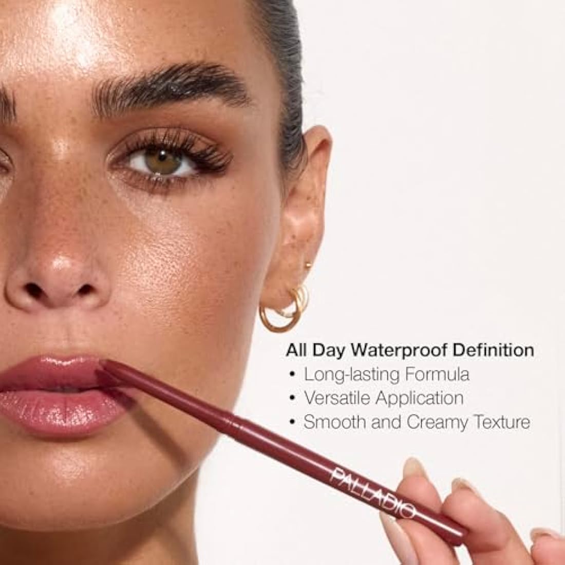 Palladio Retractable Waterproof Lip Liner, Highly Pigmented and Creamy Colour, Slim Anti-twist Formula, Long Life, All Day Long, No Sharpener Required, Coffee