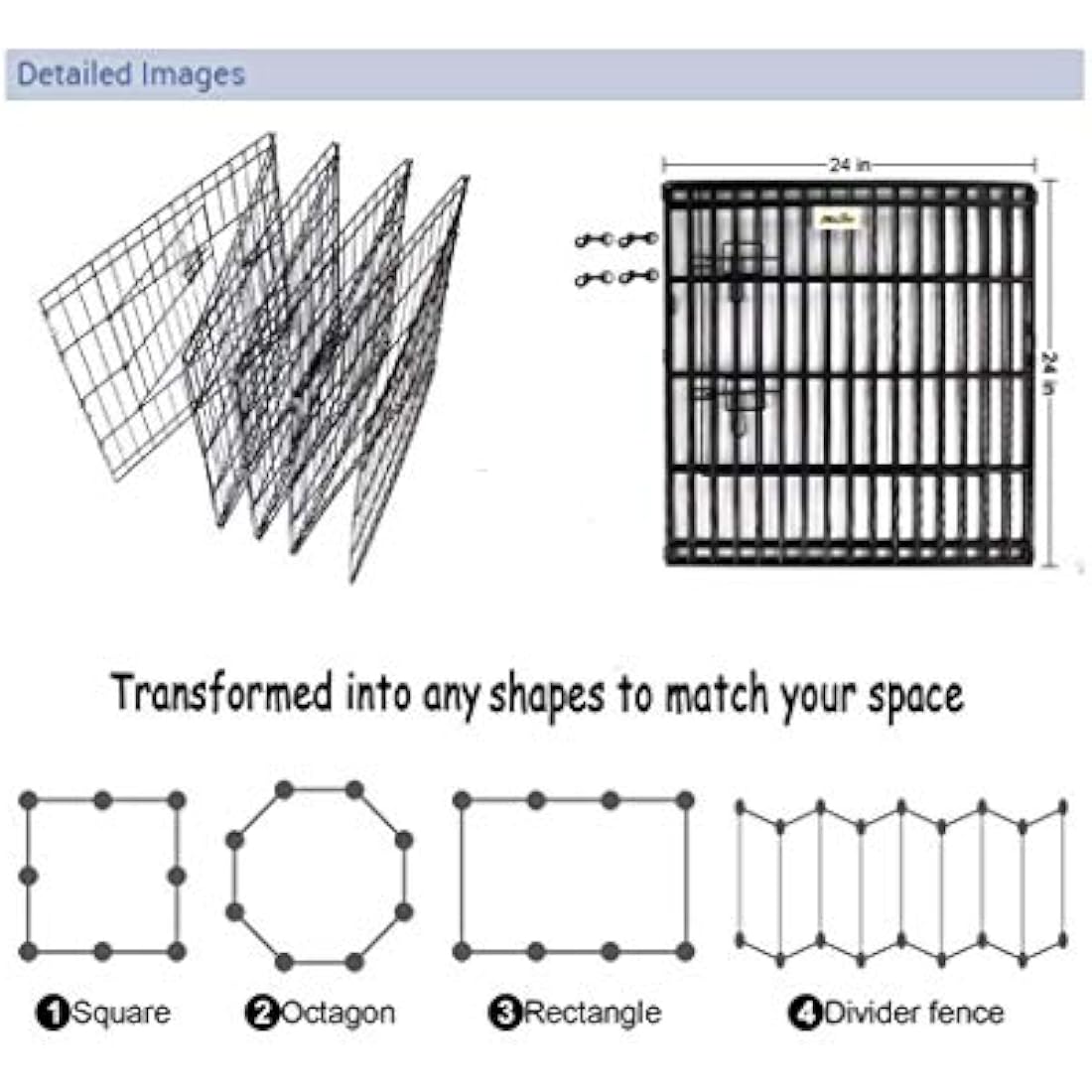 Doggy Style 8 Panel Playpen Suitable for Dogs Puppies Cats & Rabbits Foldable Ideal for Indoor/Outdoor use Puppy Play Pen (Small, 8 Panel Light/Lge Door/Black)