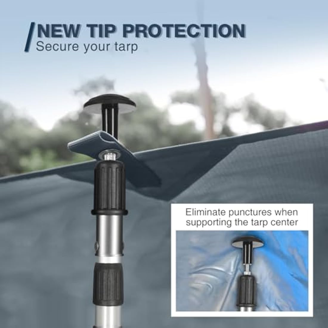 REDCAMP Telescopic Tarp Poles Set of 2/4, Aluminium Extendable Adjustable Tent Poles, Multipurpose Camping Extension Pole for Tarp Awning Canopy Porch Sun Sails Tarpaulin Headroom 2.3M