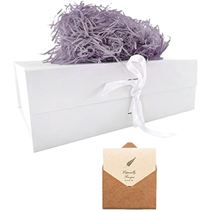White Gift Box, 33x26x11cm Large Gift Box with Magnetic Lids and Silk Ribbon Specially Designed for Presents Birthdays, Holidays, Anniversaries Gift Packaging