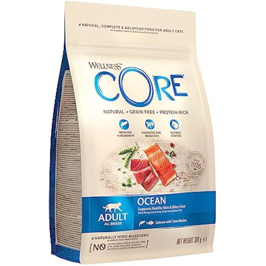 Wellness CORE Adult Ocean, 300g, Salmon & Tuna, Dry Cat Food for All Cats, Grain-Free, High Fish Content, Protein-Rich, Supports Healthy Skin & Shiny Coat
