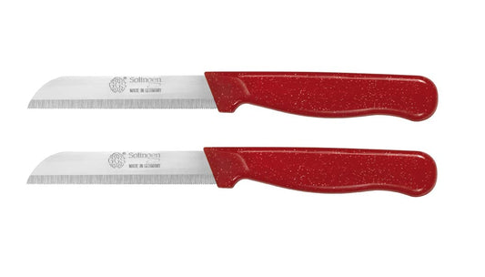 GGS Solingen Knife Set - Vegetable, Fruit, Tomato, Steak - Serrated, Dishwasher Safe, German Stainless Steel Chef Kitchen Knives (Red Set of 2)