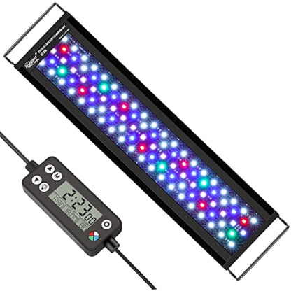 hygger Fish Tank Light, Aquarium LED Light, Full Spectrum Aquarium Light with LCD Monitor, 18W 24/7 Lighting Cycle, 7 Colors, Adjustable Timer,3 Modes for 45-60cm Planted Tank