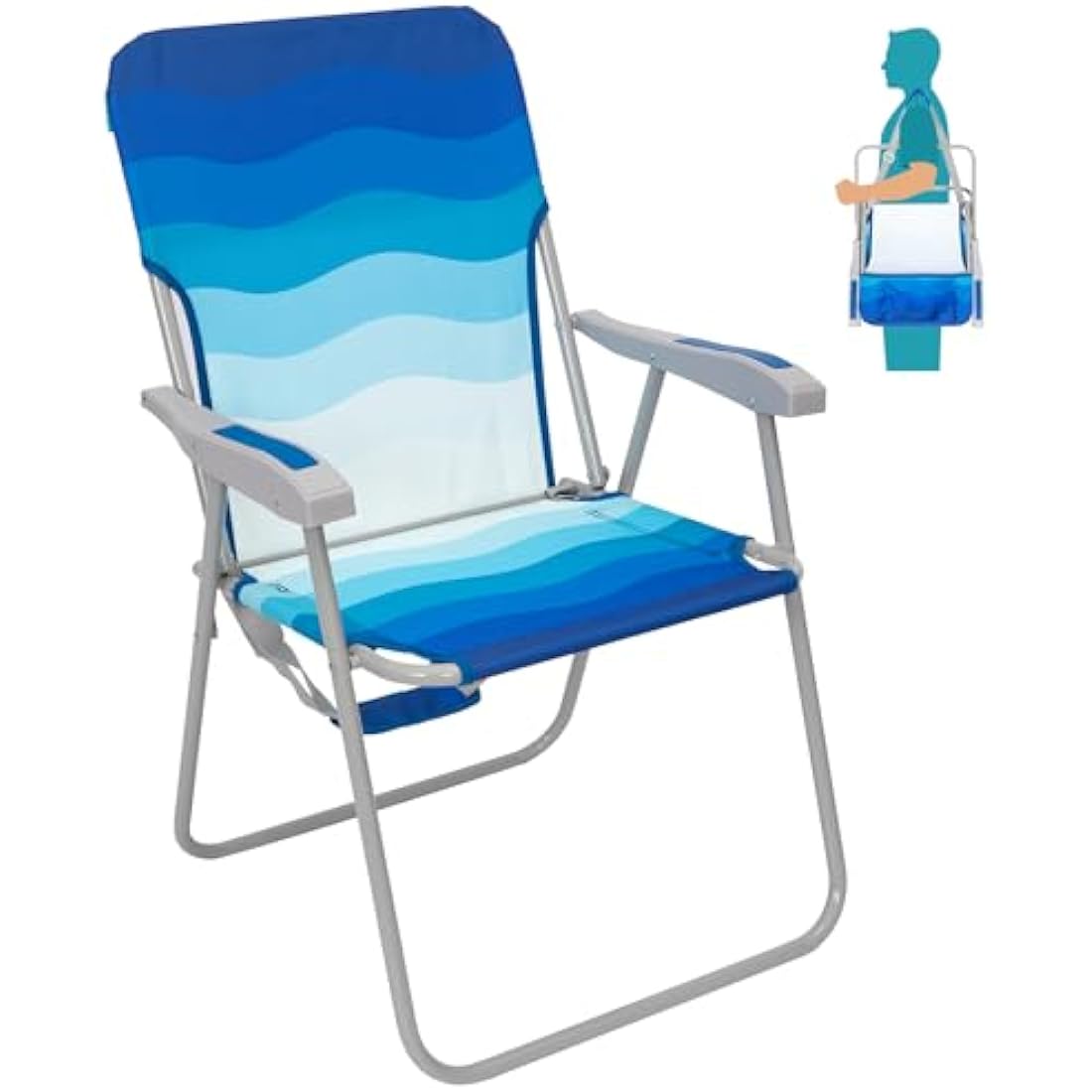 #WEJOY Folding Beach Chairs Lightweight Portable Garden Chair with Armrest Sturdy High Back Camping Chair for Outdoor Fishing Festival