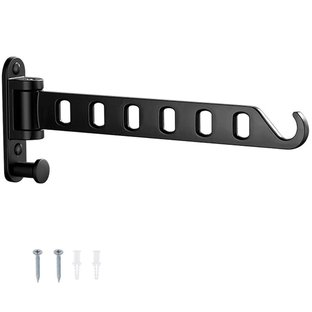 Lxoraziy Wall Mounted Clothes Hanger, Foldable Wall Clothes Airer, 180° Swivel Hanger, Wall Hook with Screw, for Laundry, Bathroom, Utility Room