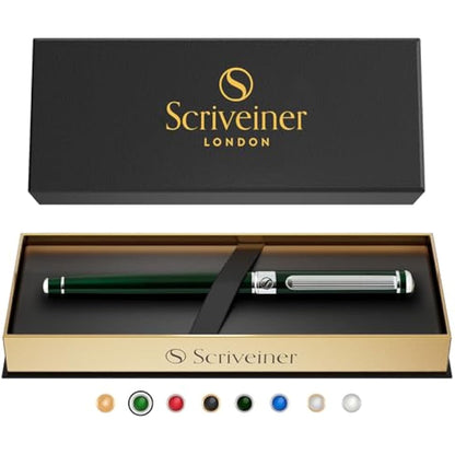 Scriveiner British Racing Green Laquer Rollerball Pen - Multi Award Winning Luxury Rollerball with Schmidt Refill, Quality Executive Writing Pen for the Office, Journaling or Gift Set for Men & Women