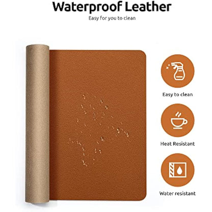 YSAGi Leather Desk Mat, Large Mouse Mat, Non-Slip Desk Pad, Waterproof PU Leather Table Protector Writing Pad for Office and Home (80 x 40 cm, Brown)