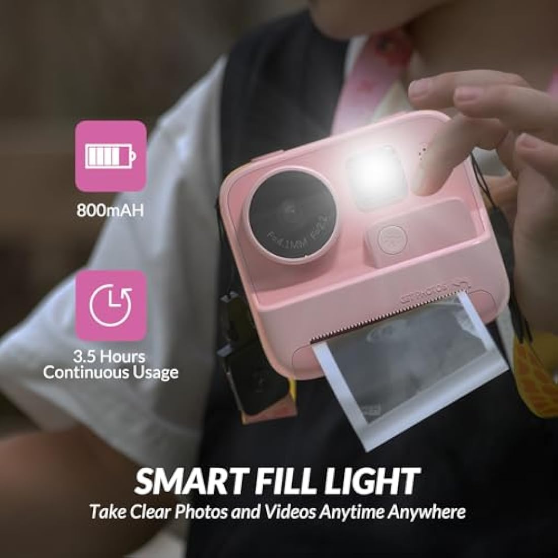 Mafiti Kids Camera Instant Print, 48MP Digital Camera with Zero Ink, Selfie 1080P Video Camera with 32G TF Card, Toys Gifts for Girls Boys Aged 3-12 for Christmas/Birthday/Holiday (Pink)