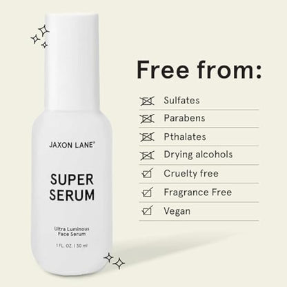 SUPER SERUM Anti Aging Serum for Face: 5% Niacinamide Serum, Bakuchiol Serum, Vitamin C Face Serum for Men Korean Skin Care Tranexamic Acid Textured skin treatment, Pore Minimizer Serum JAXON LANE 1oz