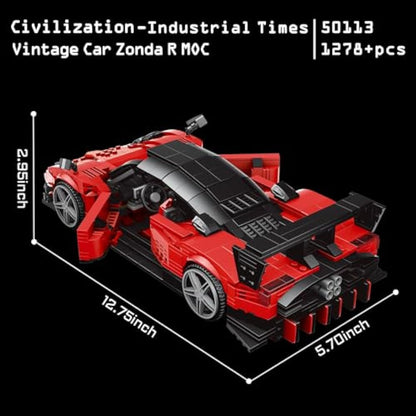 JMBricklayer Supercar Building Model Set 50113, Vintage Sports Car Model Building Blocks Toys Zonda R, Car Enthusiasts Collectible Racing Cars, Gifts for Adult Boys 14+ Year (1278 Pieces)