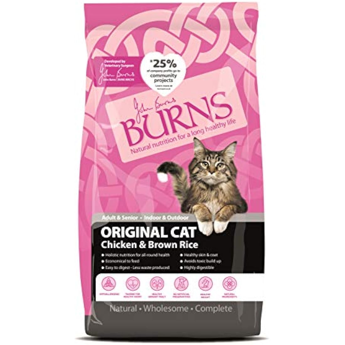 Burns Pet Nutrition Hypoallergenic Complete Dry Cat Food Adult and Senior Cat Chicken and Brown Rice 5 kg