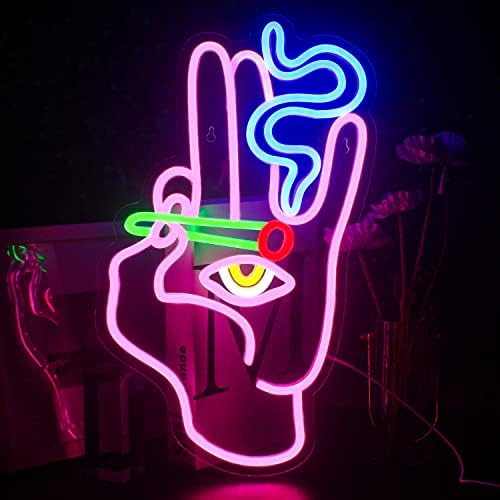 Looklight Hand Eye Neon Sign Pink Hand Neon Signs for Wall Decor Evil Eye Led Neon Signs USB Man Cave Neon Light Signs for Bedroom Game Room Kids Room Home Bar Pub Cafes Wedding Party Gift