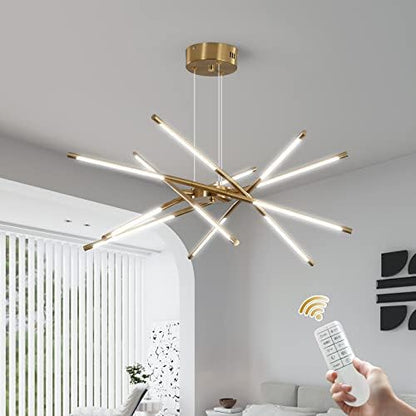 Modern LED Sputnik Chandelier,Black/Gold Industrial Pendant Light Fixture,Indoor Hanging Ceiling Lighting with 12 Heads for Living Room,Dining Room,Kitchen,Bedroom