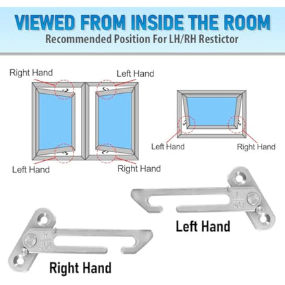 2 Pairs Window Restrictors Locks,Aongray Window Restrictor Hook Window for UPVC Stainless Steel 304 Security Lock Child Lock Restrictor Catch Safety Catch with Screws (Silver,2 Pairs)