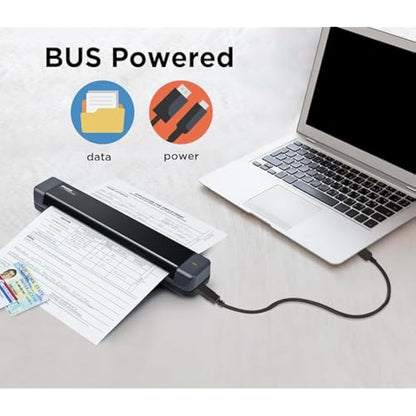 Plustek S410 Plus - Small USB Portable Sheet-Fed A4 Document Scanner for Windows 7 / 8 / 10 / 11 , OCR Software Include