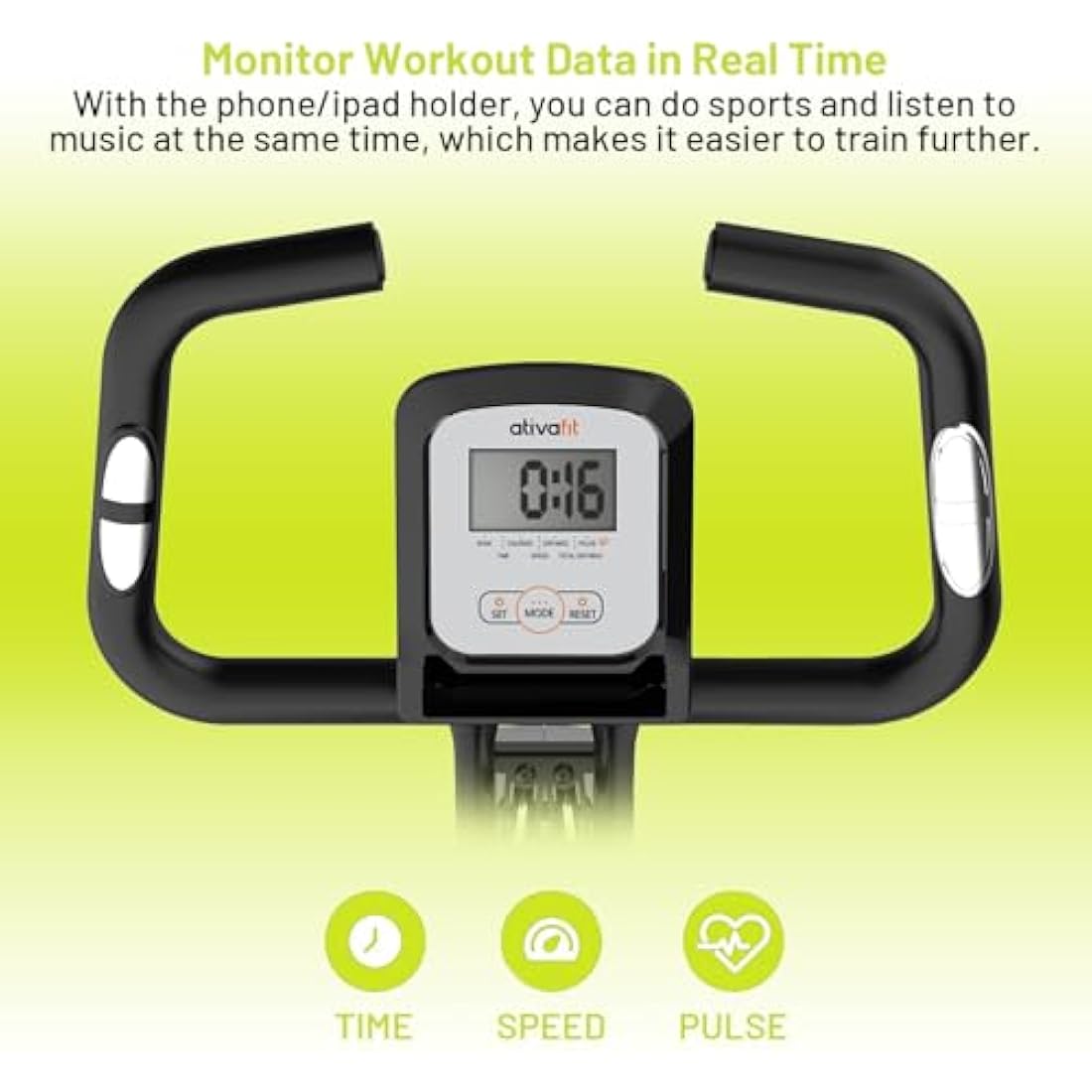ATIVAFIT Folding Exercise Bike 8 Levels Resistance F-Bike with Heart Rate Sensor + Phone Holder