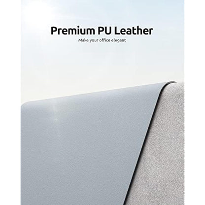 YSAGi Leather Desk Mat, Large Mouse Mat, Non-Slip Desk Pad, Waterproof PU Leather Table Protector Writing Pad for Office and Home (90 x 43 cm, Light Grey)