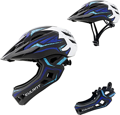 ONTYZZ Children's Bicycle Helmet Lightweight Full Face Helmet with Detachable Chin Guard and Visor for Kids Balance Bike Scooter Roller Skates