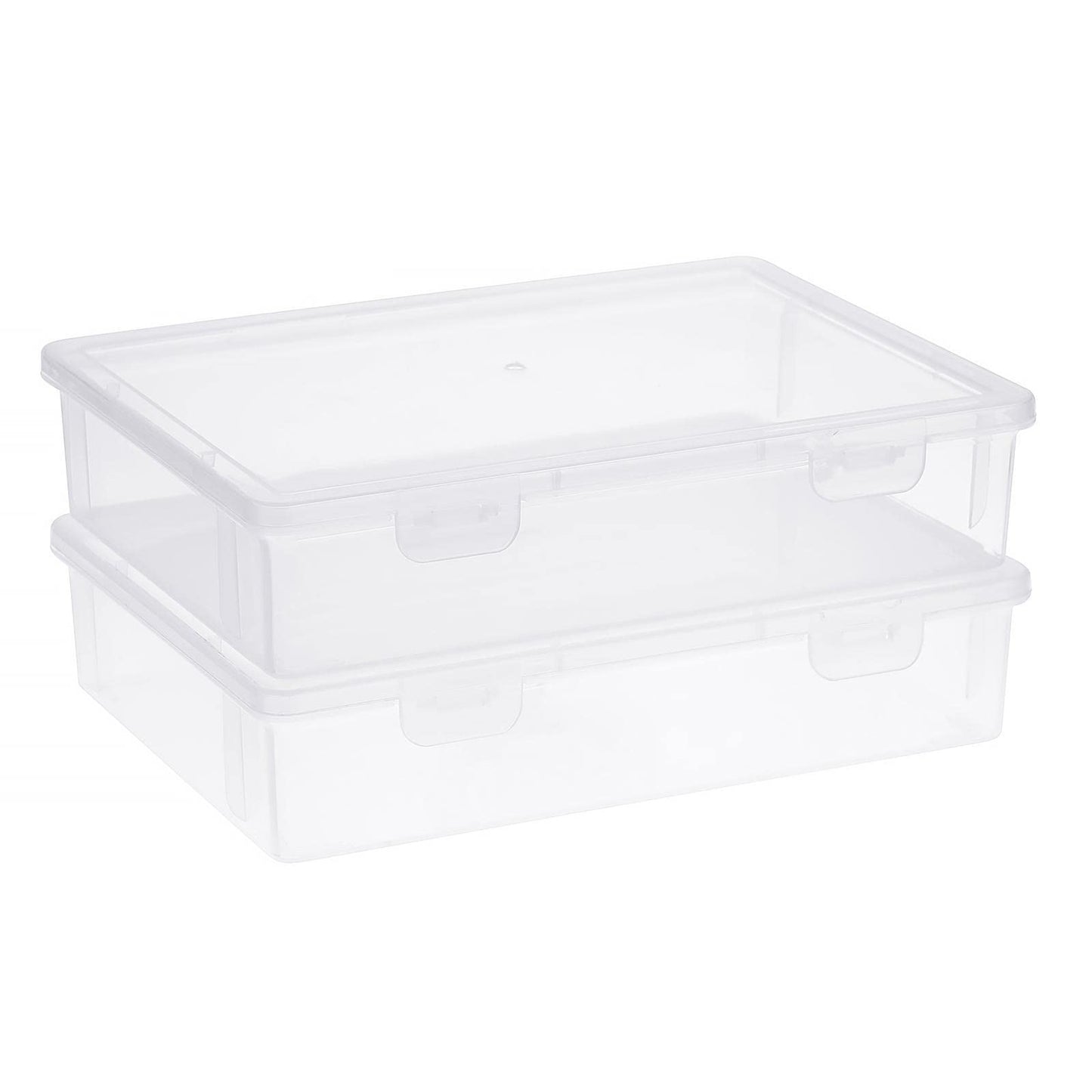 BTSKY Clear Plastic Storage Box with Flap Lid, Multipurpose Craft Organizers and Storage Box Art Supply Storage Organizer Plastic Sewing Box for