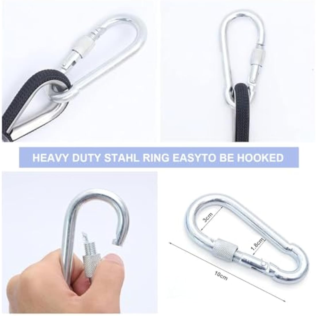 Gangying 50m Climbing Rope 8mm Outdoor Static Rock Climbing Rope High Strength Cord Safety Rope Braid Nylon Rope Escape Rope Fire Rescue Parachute Rope with 2 Carabiner