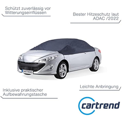 Cartrend 70338 Half car cover "New Generation", weatherproof, size S, polyester blue, for VW Polo and similar models