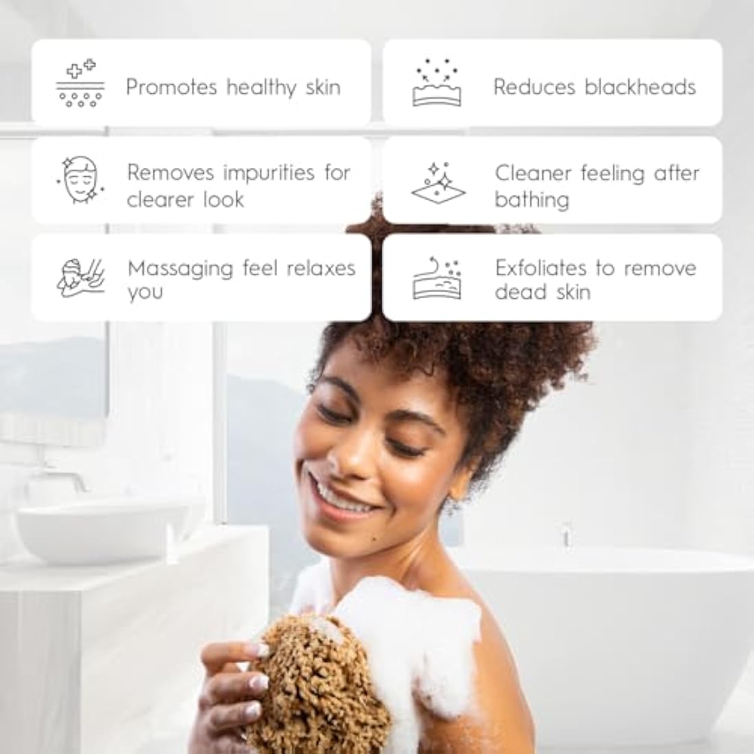 NAROA Natural Soft Honeycomb Sea Sponges for Shower in Gift Box | Gentle Sea Loofah for Healthy Skin | Smooth Body Puff Relaxing Bathing Men Women (Medium)