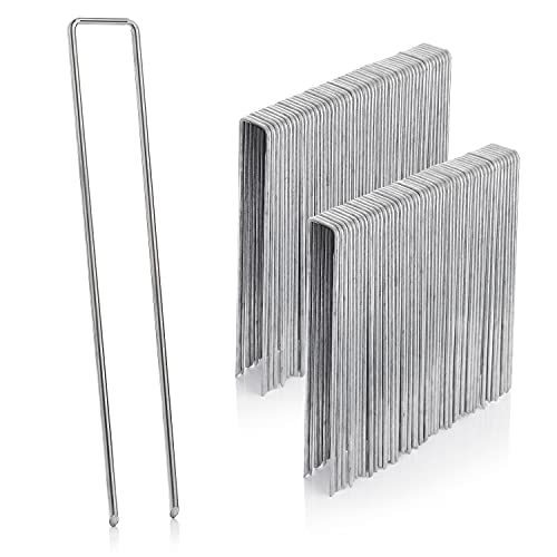 GardenMate Pack of 100 x 250mm multi-purpose steel Garden Securing Pegs - Ideal for hard floors - Made of 4.1mm thick galvanised steel wire