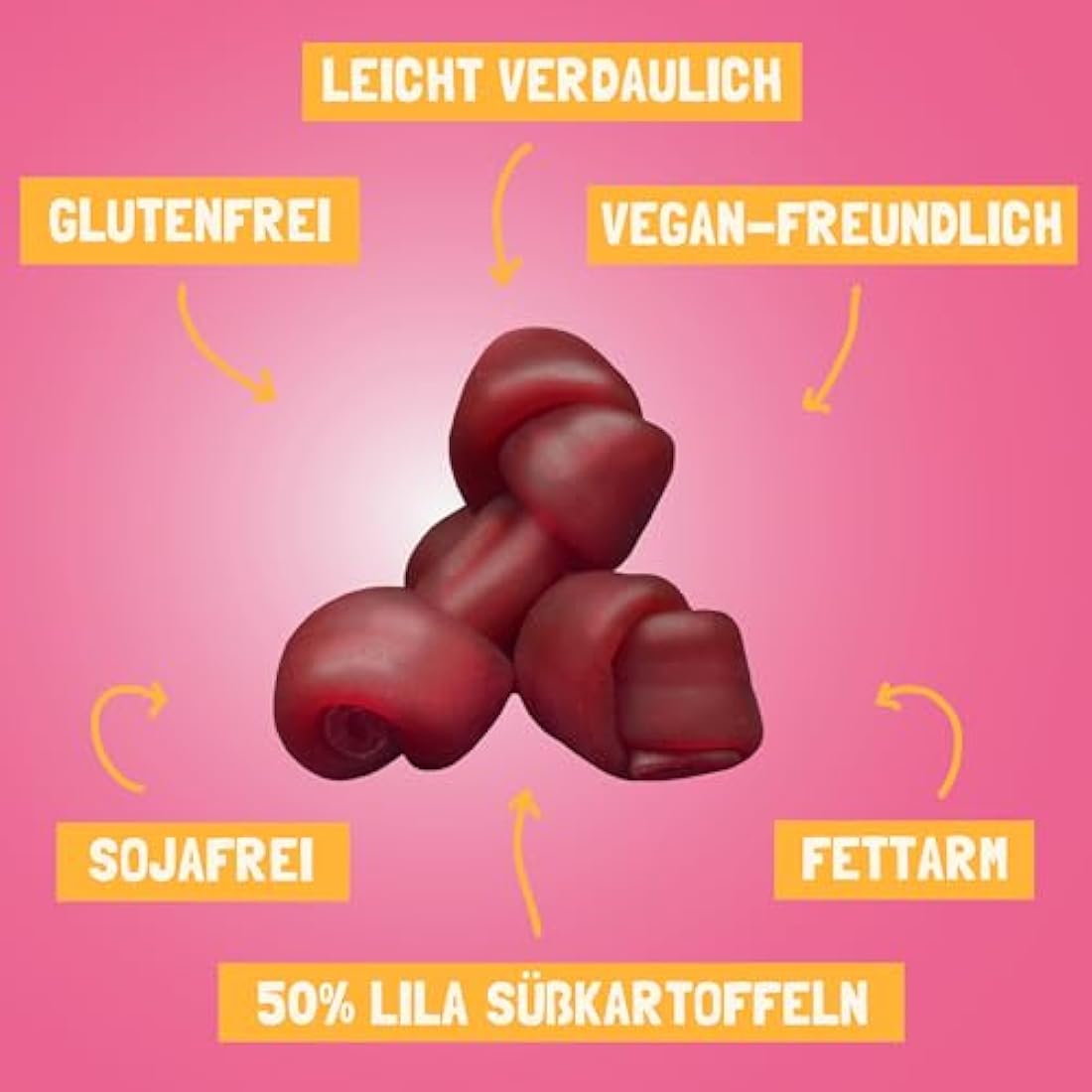 Pawtato Small Knot Shaped Vegan Dog Chews (12 x 150g) Made With 87% Sweet Potato, Rice, and Brewer’s Yeast, Natural & Delicious Dog Training Treats, Ideal For Dogs & Puppies, Fun Purple Colour