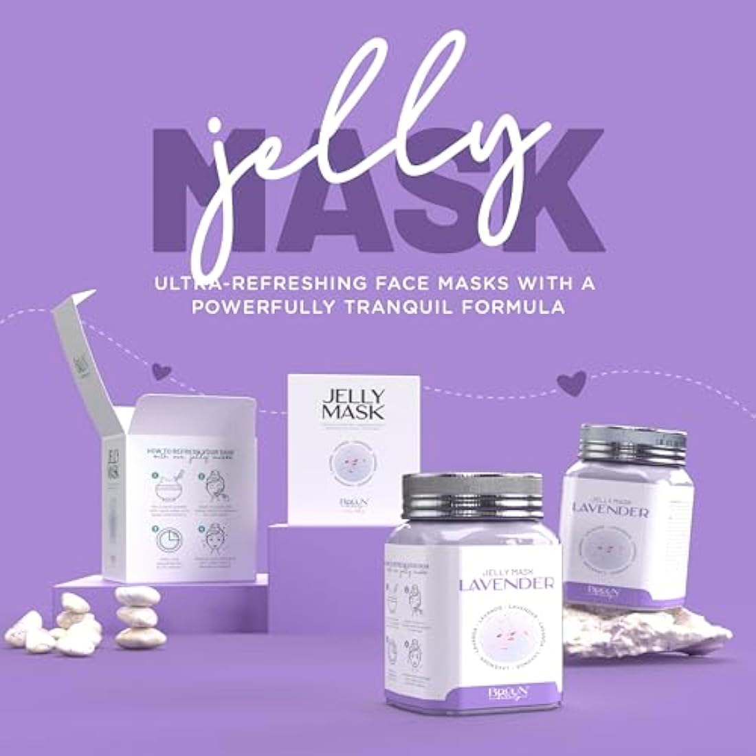 BRÜUN Peel-Off Lavender Jelly Mask for Face Care – A 23 fl oz Rubber Mask Jar for 30 to 35 Treatments – A Skin Care Moisturizing Gel Mask of Spa Set for Men, Women and Adults