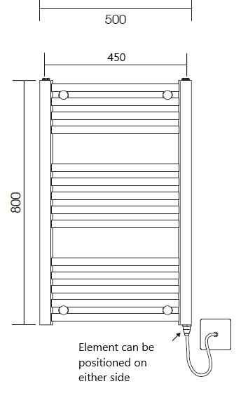 Greened House Electric Chrome 500W x 800H Curved Towel Rail + Timer and Room Thermostat Bathroom Towel Rails