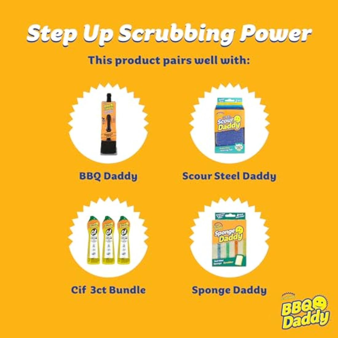 Scrub Daddy BBQ Daddy - BBQ Cleaning Brush Replacement Head, Barbeque Grill Cleaner, Wire Bristle Free with FlexTexture, Barbecue Cleaner Brushes, High-Tech Cleaning Accessories for Men