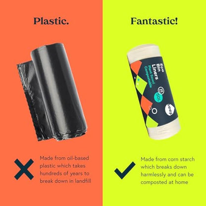 Seep Compostable 25 x 50 Litre Bin Bags- Eco Friendly Bin Liners - Large Kitchen BinBags - 50L Biodegradable Clear Bags - 1 Roll