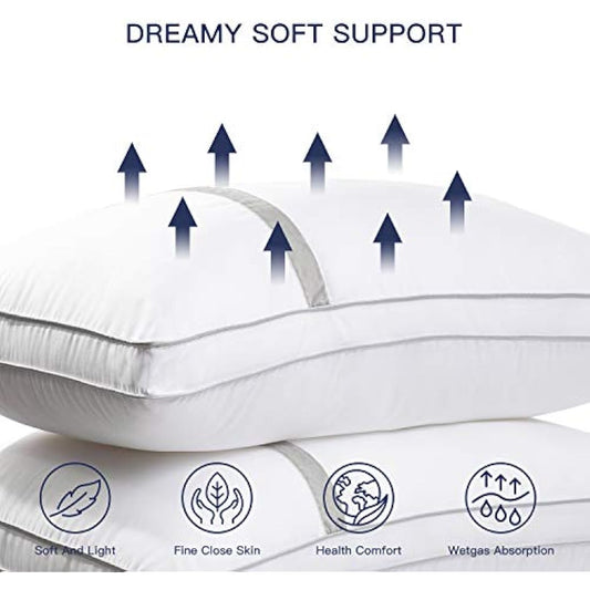 BedStory 2 Pack Hotel Quality Pillows, Down Alternative, Supportive Filled Pillows for Neck/Back/Side Sleepers, Standard Size 42x70cm