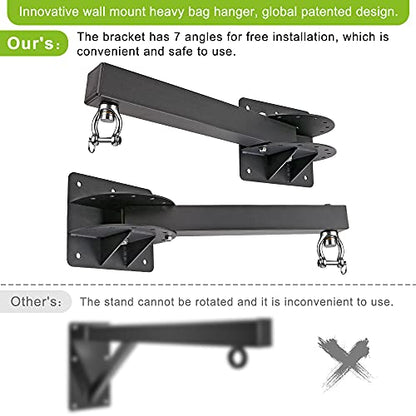 BeneLabel Punch Bag Bracket, Boxing Bag Wall Stand Frame Heavy Duty Speed Bag Hanger Silent Rotation 61cm Length with Adjustable Angel for Boxing
