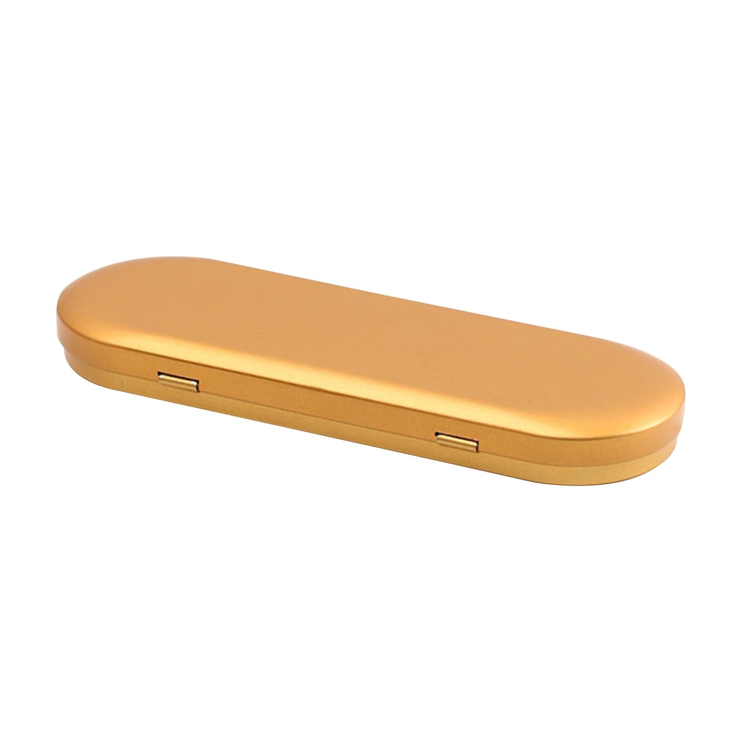 Aoktorkit 1PCS Metal Tin Box Container, 17.5x6x1.8cm Oval Empty Mini Storage Box Portable Storage Container with Lid for Small Items, Gold