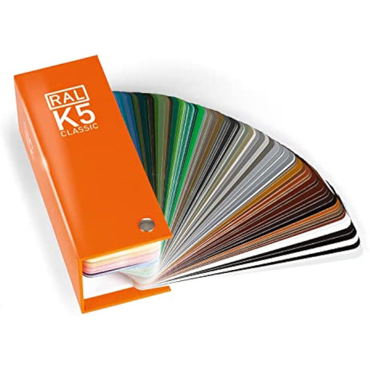 RAL K5 Colour Chart, 215 Full Page Colour Swatches, Gloss, 8 Languages - water-based