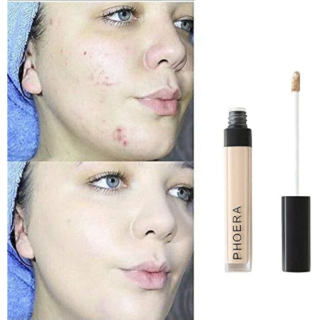 Phoera Full‑Coverage Matte Liquid Concealer – Waterproof, Oil‑Free Camouflage for Dark Circles, Acne Scars & Under‑Eye (109 - Hazelnut)