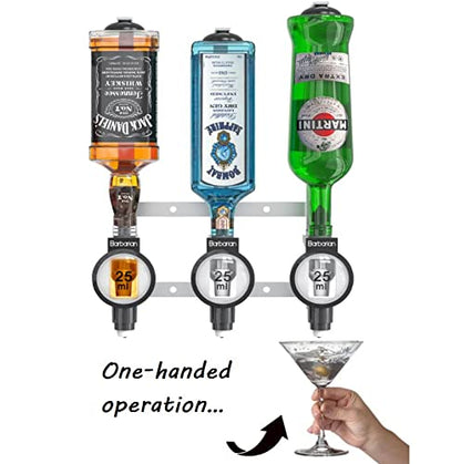 MillyAnne London Barbarian 3/4/6 Bottle Optics for Home Bar - Bar Butler Shot Measure Bracket Alcohol Spirits Wine Upside Down Drink Dispenser Home