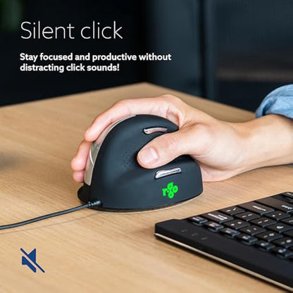R-Go Tools HE Ergonomic mouse, Medium (165-193mm), Right Handed, wired, 500-3500dpi, black, RGOHE